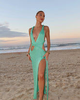 Zenya – Braided Maxi Dress with Open Back and Split