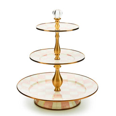 Rosy Check Three Tier Sweet Stand by MacKenzie-Childs