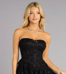Midnight Flirt Lace Up Mini Dress